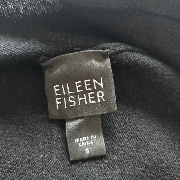 Eileen Fisher Silk Cashmere Open Front Long Cardigan Vest Black Size S Lagenlook - Picture 6 of 9